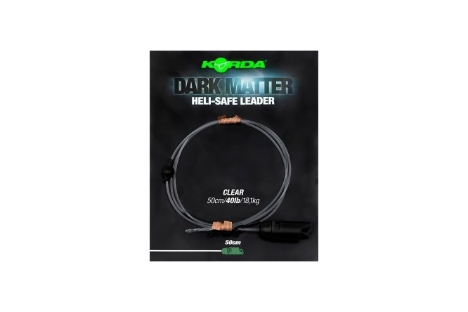 Korda Dark Matter Leader Heli Safe Weed, Clear e Gravel 40lb 1mt
