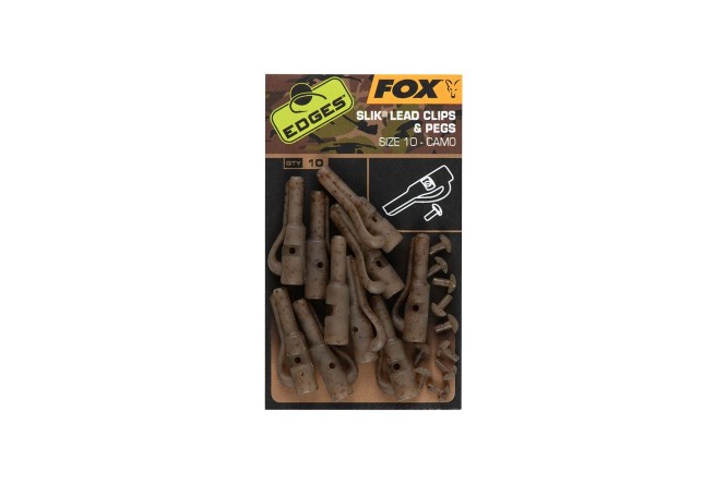 Fox Edges Camo Size 10 Slik lead clip + pegs