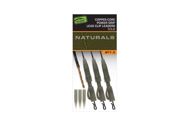 Fox Edges Naturals Copper-Core Power Grip Lead Clip Leaders x3