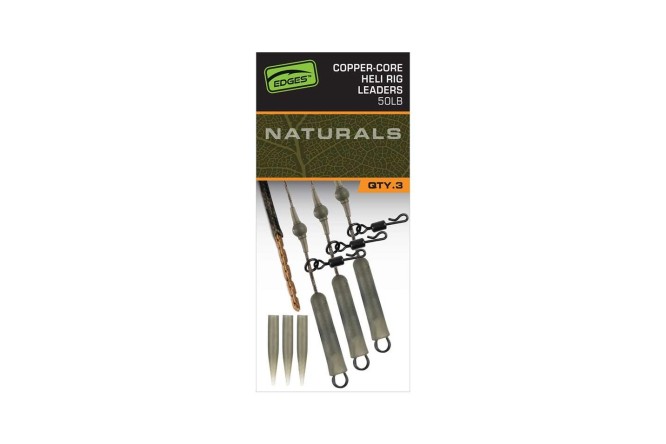 Fox Edges Naturals Copper-Core Heli Rig Leaders x3