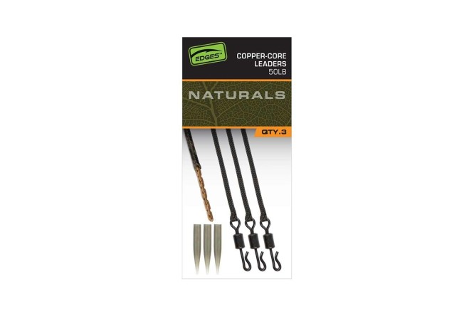 Fox Edges Naturals Copper-Core Leaders x3