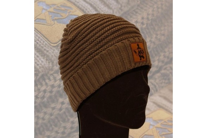 Vass 'Fleece Lined' Ribbed Beanie (Suede Badge)