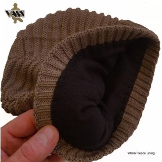 Vass 'Fleece Lined' Ribbed Beanie (Suede Badge) 2