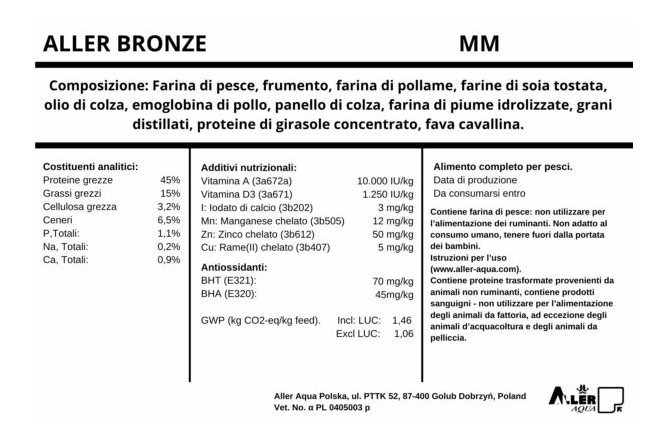 Aller Aqua Fishing Pellet Bronze 25 kg 