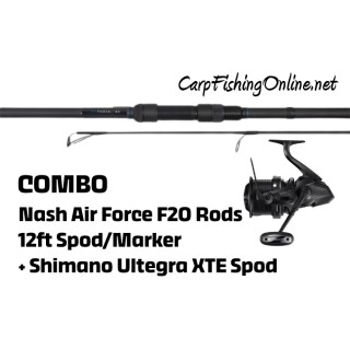 Combo Nash Air Force F20 Rods 12ft Spod/Marker + Shimano Ultegra XTE Spod
