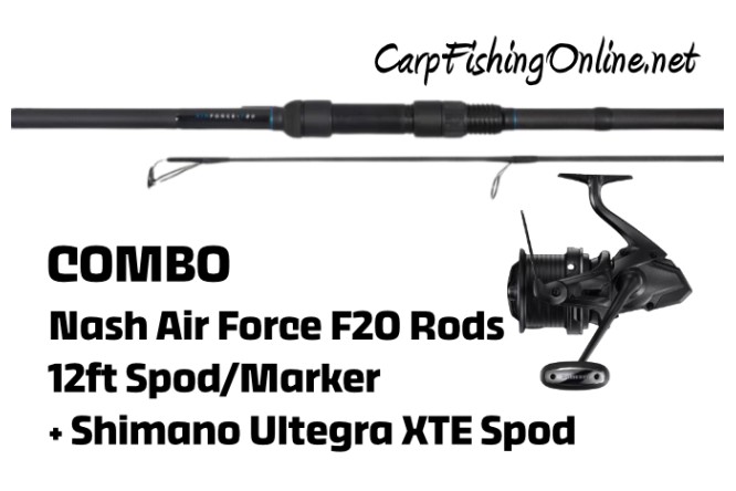 Combo Nash Air Force F20 Rods 12ft Spod/Marker + Shimano Ultegra XTE Spod